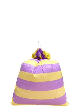 Мешки для мусора 60 л с завязками, 35 мкм, 20 шт. ПСД, 3 слоя, особопрочные, черные желто-фиолетовые, серия ZebrOk - Вид 2