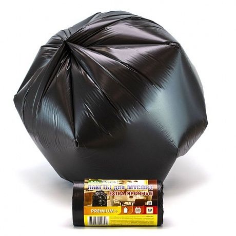 Мешки для мусора 60 л, 20 мкм, ПСД, черные, в рулоне 50 штук, 60х70 см - Вид 3